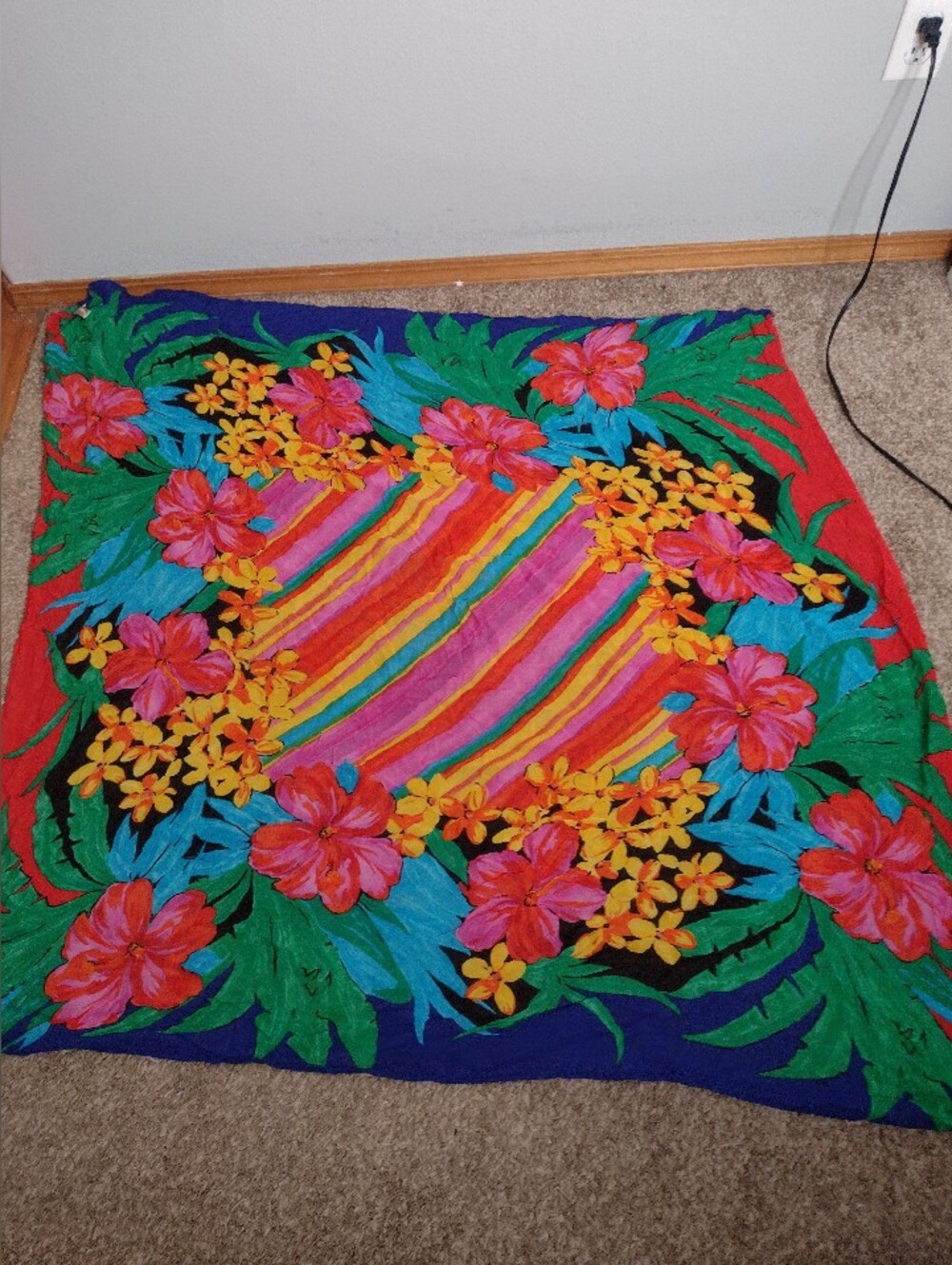 Gottex Square Floral 43 Inch Scarf Wrap Palm Tropical Beach Pool U